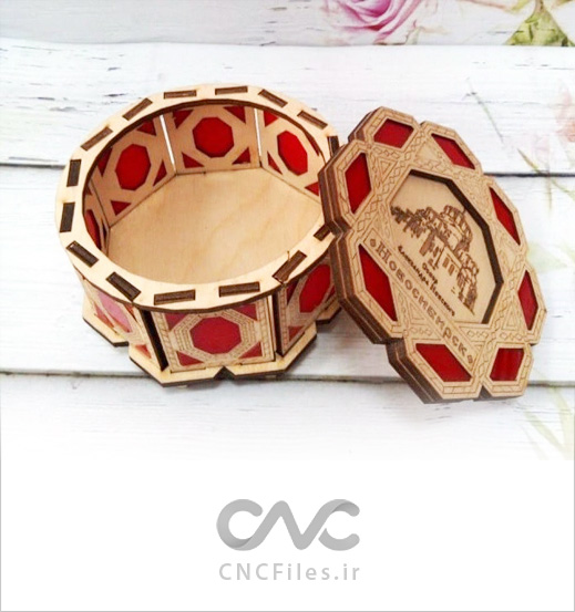 طرح آماده جعبه چوبی (جعبه شکلات خوری) مناسب برای برش لیزر یا سی ان سی و کات