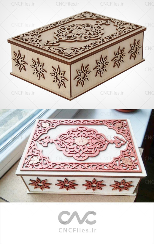 طرح جعبه با نقوش تزئینی مناسب برای لیزر یا سی ان سی