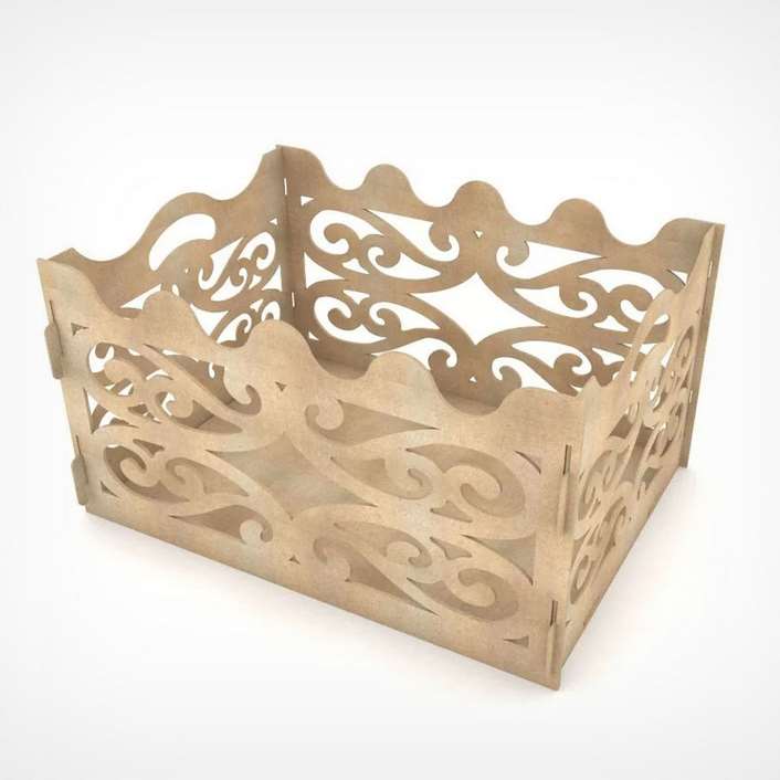 دانلود طرح جعبه هدیه در باز چوبی با تزئینات زیبا با امکان برش لیزر یا سی ان سی