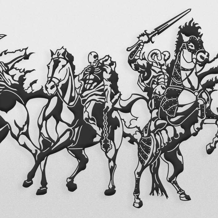فایل آماده طرح تزئینی جنگجویان و نبرد با اسب مناسب برای حک ، برش لیزر یا سی ان سی