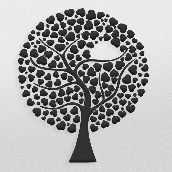 طرح تزئینی درخت عشق با قلب جهت برش لیزر یا سی ان سی