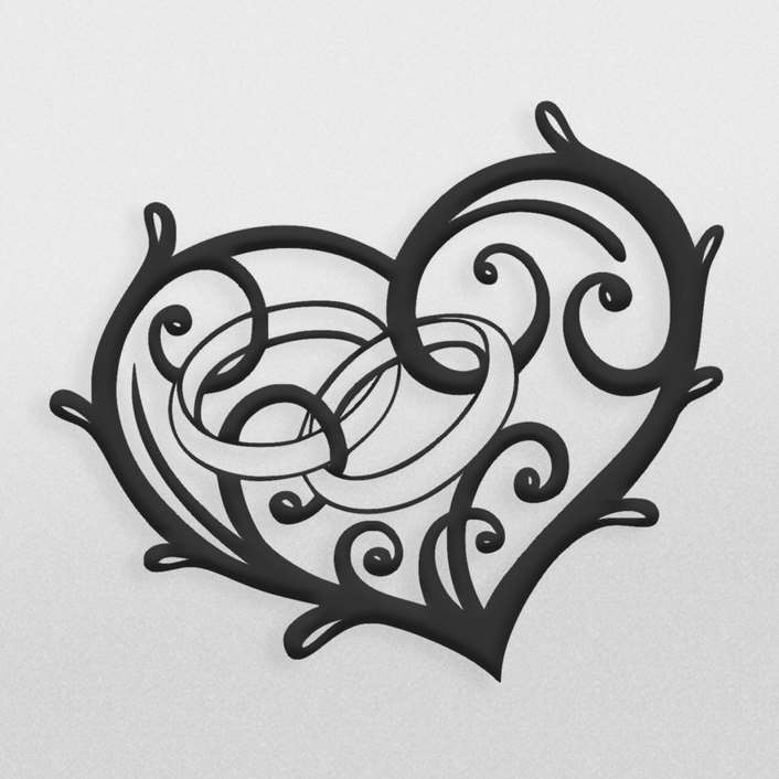 طرح تزئینی قلب و حلقه های ازدواج مناسب برای تاپر کیک ، تالارهای عروسی و ...