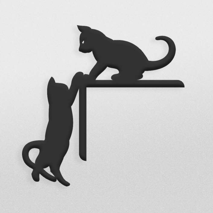 دانلود طرح تزئینی گوشه ای دو گربه بازیگوش جهت برش لیزر یا سی ان سی