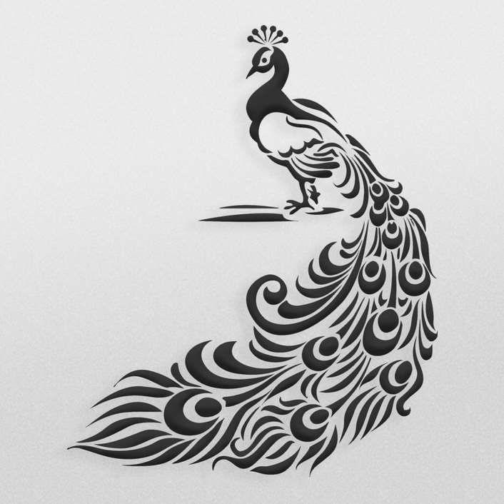 طرح تزئینی برش لیزر ، cnc و حک طاووس زیبا