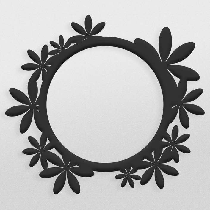 طرح تزئینی قاب آینه گلدار دایره ای جهت برش لیزر ، cnc و حک