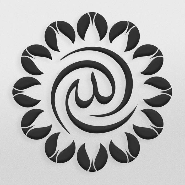 دانلود طرح مذهبی کلمه الله با گل حاشیه ای زیبا جهت برش لیزر و سی ان سی