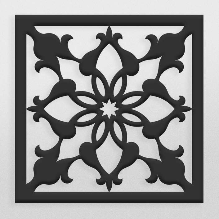 طرح مربعی تزئینی سنتی جهت برش لیزر ، cnc و حک