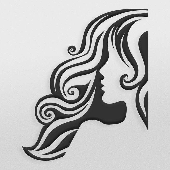 طرح آماده زن با موهای بلند مناسب برای ساخت استیکر دیواری برای آرایشگاه های زنانه