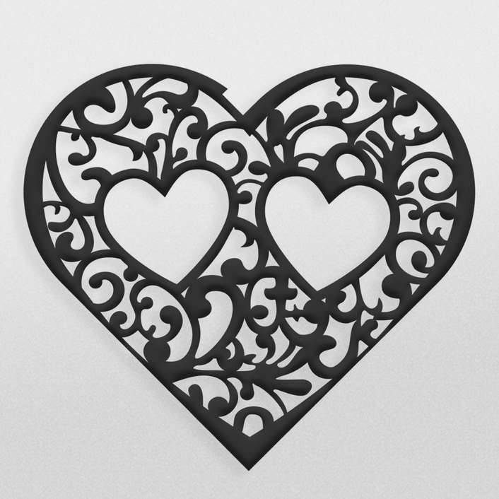 طرح تزئینی قلب با طرحهای گل جهت برش لیزر یا سی ان سی