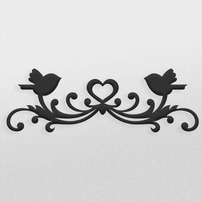 طرح المان تزئینی پرنده و قلب و گل و بوته مناسب برای تزئین سالن عروس