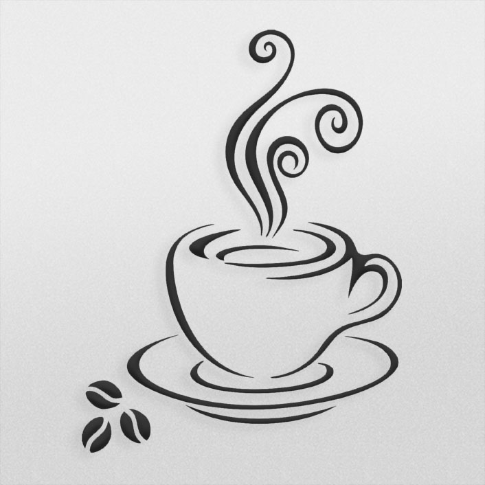 دانلود طرح لایه باز تزئینی کافه با نماد فنجان و دانه های قهوه