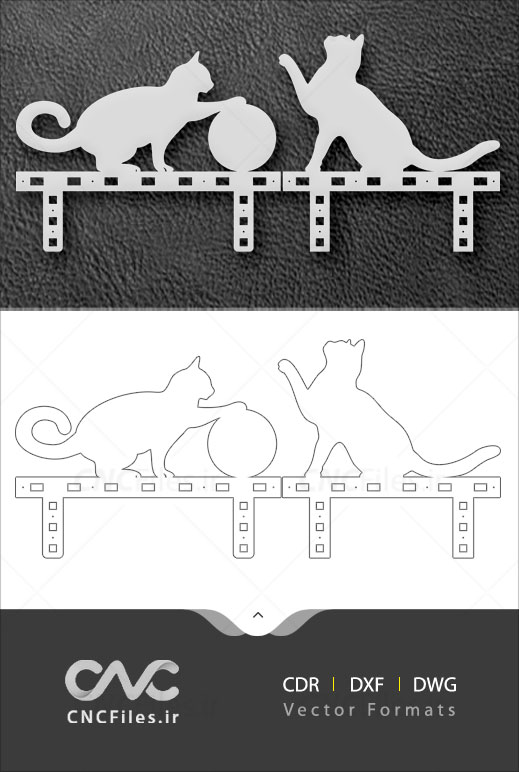 طرح تزئینی گربه های بازیگوش جهت لیزر یا CNC و حک