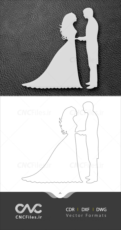 دانلود طرح عروس و داماد جهت برش لیزر یا cnc مناسب برای تاپر کیک