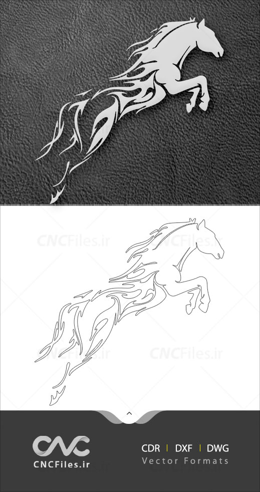 طرح ساده طراحی شده اسب در حال پرش جهت برش لیزر یا cnc و حک